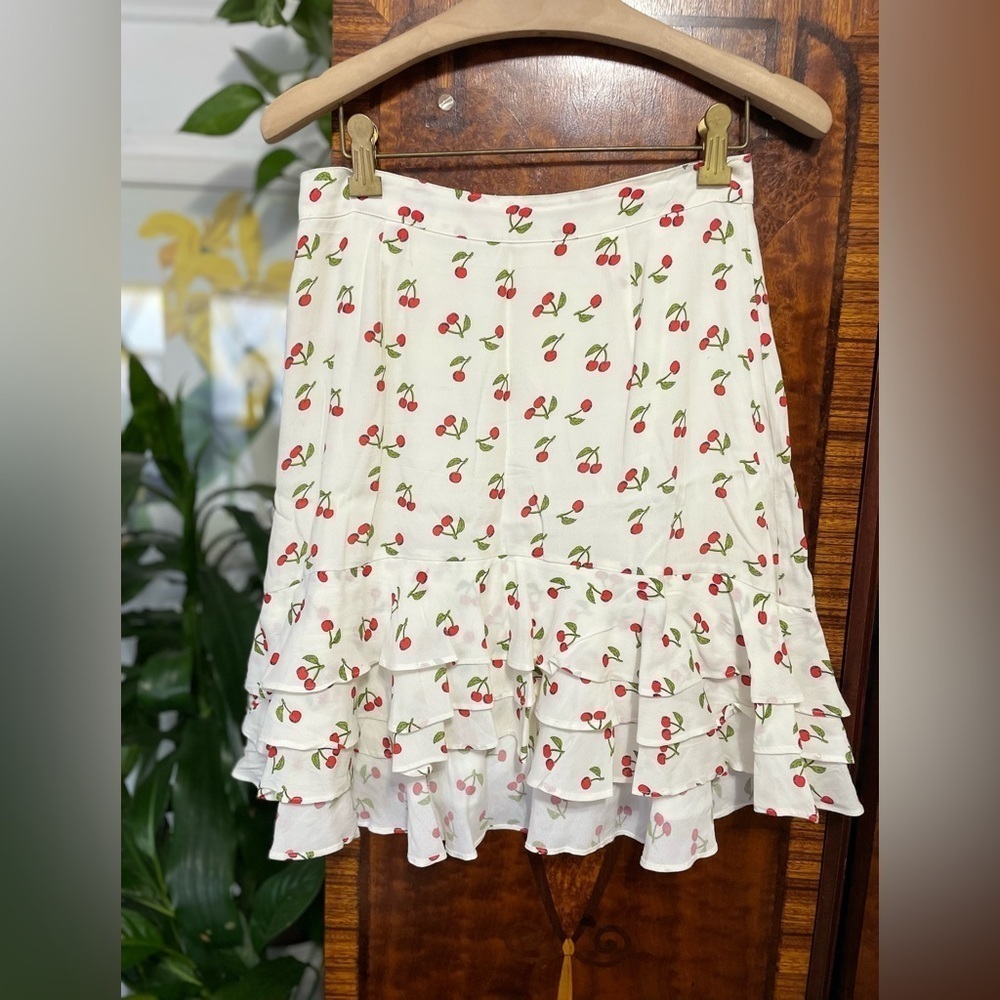 For Love & Lemon Mini Cherry Coquette Romantic Skirt Size S